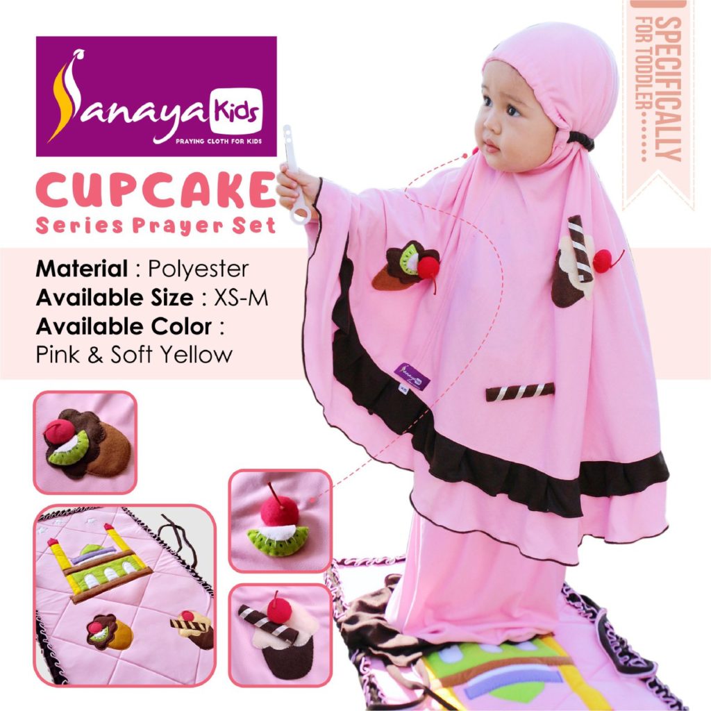 Mukena anak balita cupcake pink