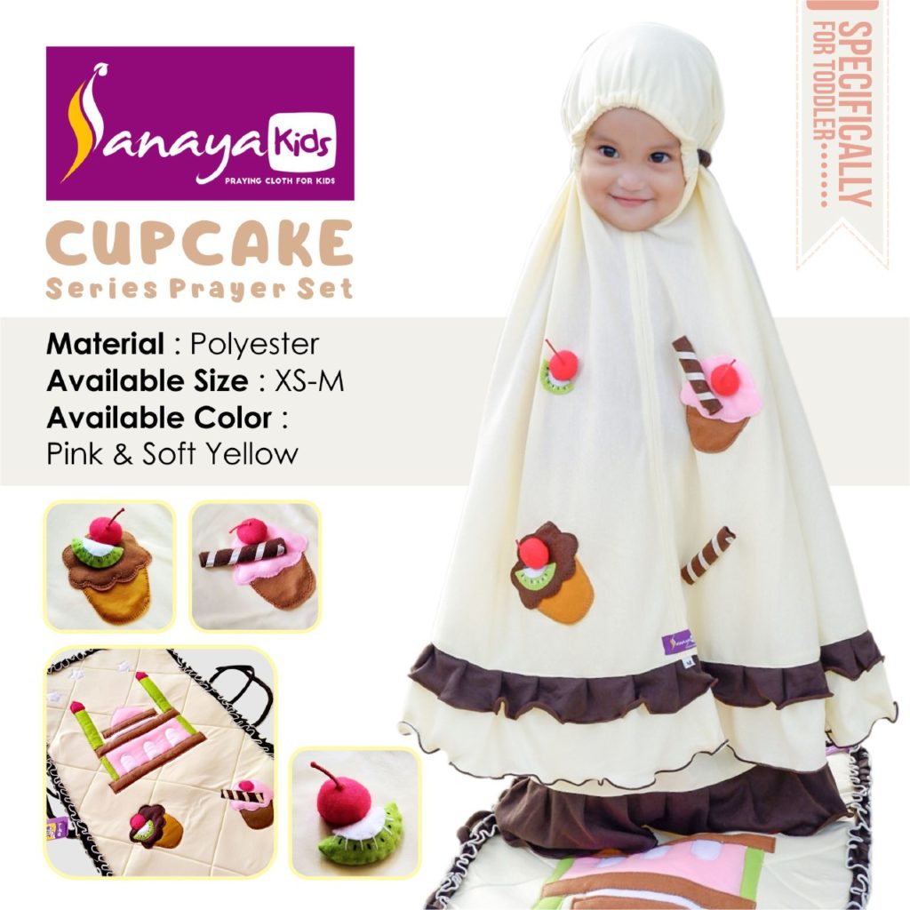 Mukena anak balita cupcake yellow